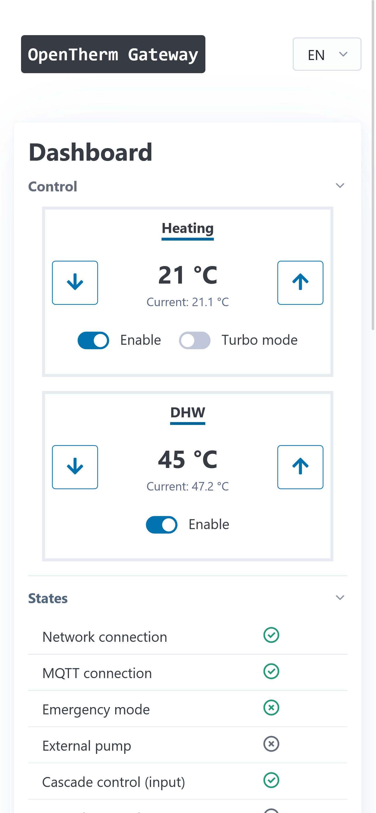 OTGateway dashboard