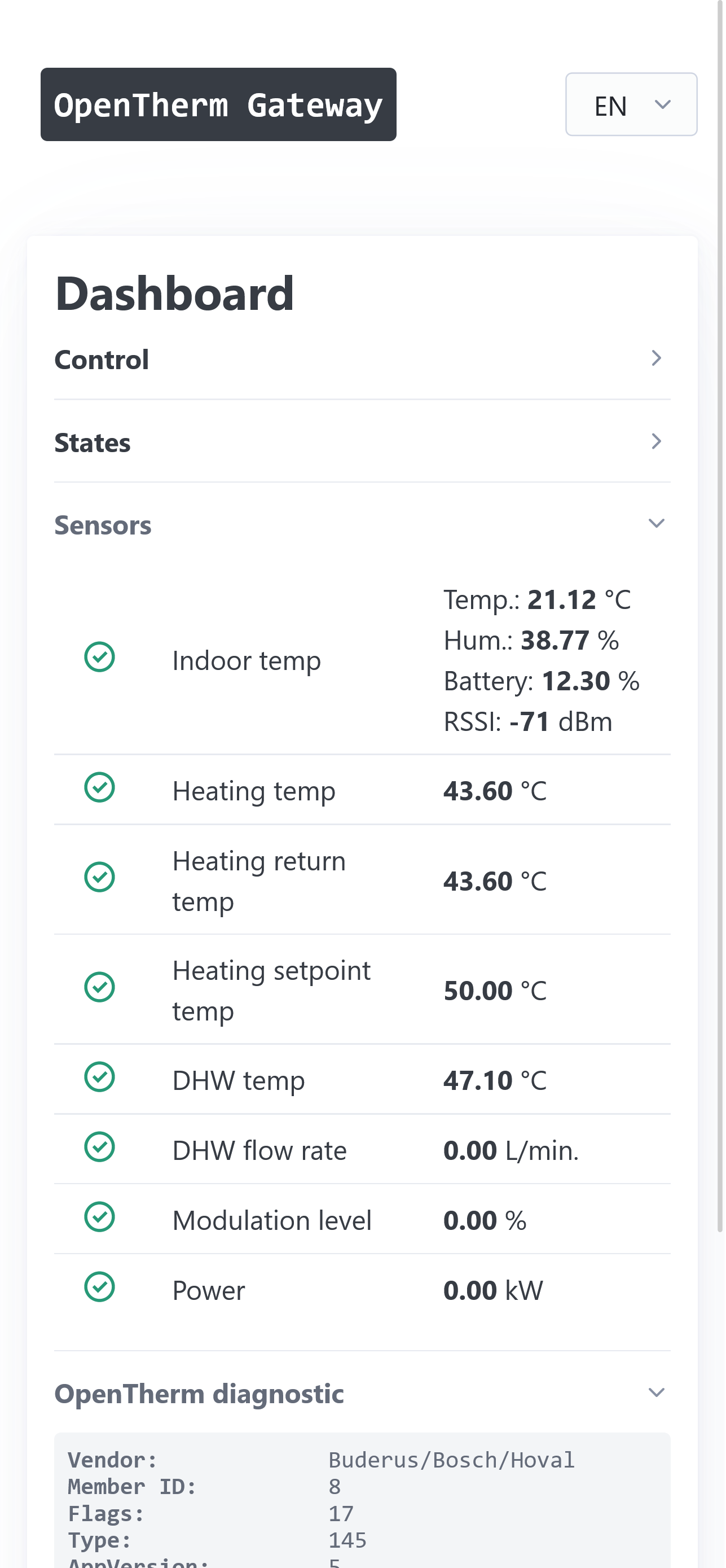 Sensors on dashboard